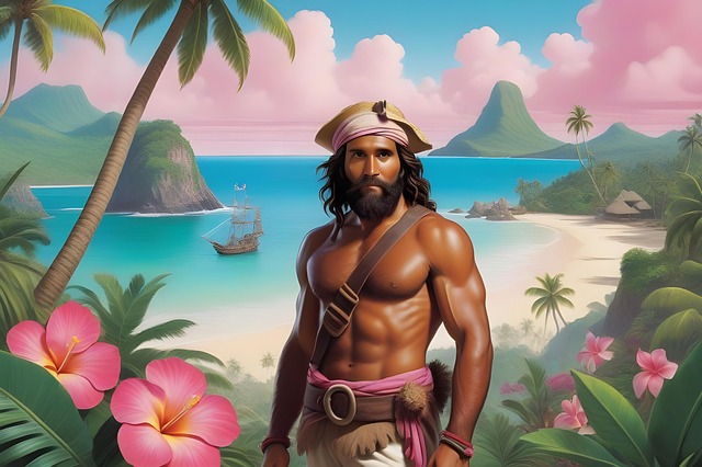Free ai generated robinson crusoe shipwrecked illustration