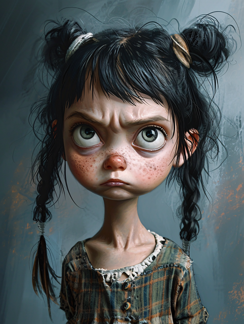 Free ai generated little girl defiant illustration