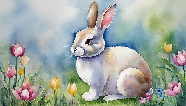 Free easter bunny watercolor illustration