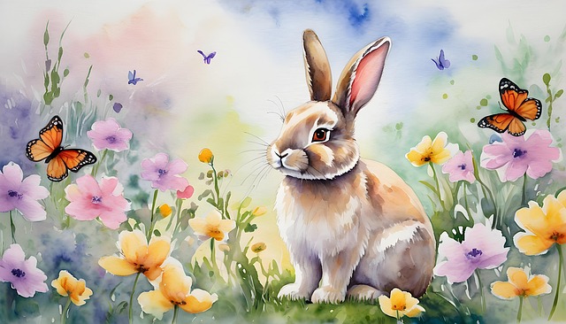 Free easter bunny watercolor illustration