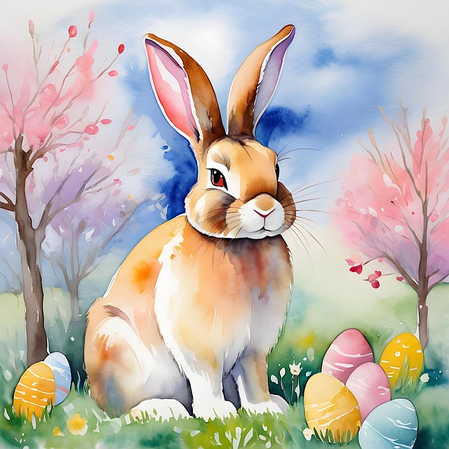 Free easter bunny watercolor illustration