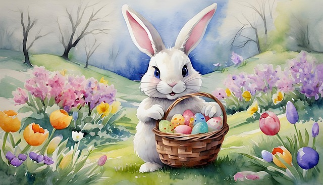 Free easter bunny watercolor illustration
