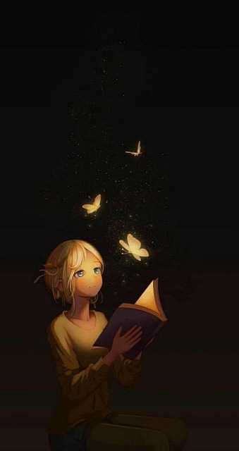 Free butterfly book girl illustration