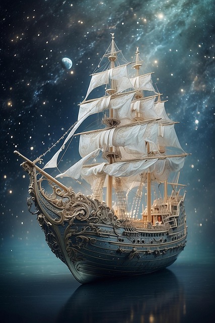 Free ai generated ship night illustration