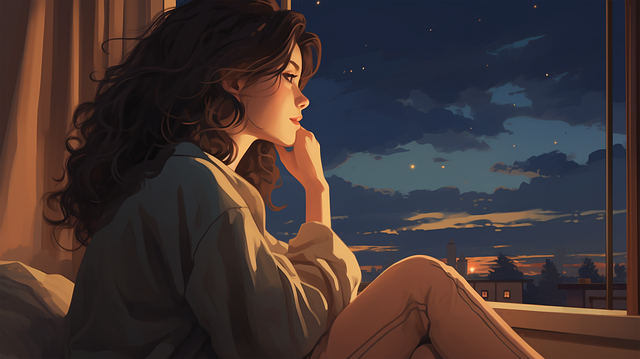 Free ai generated woman sitting illustration
