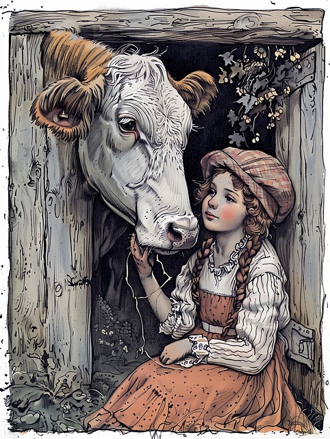Free ai generated cow girl illustration