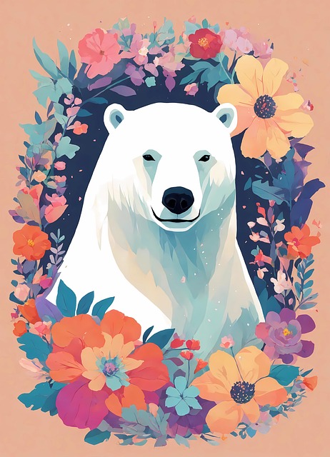 Oso Polar, Flores, Animal, Vistoso
