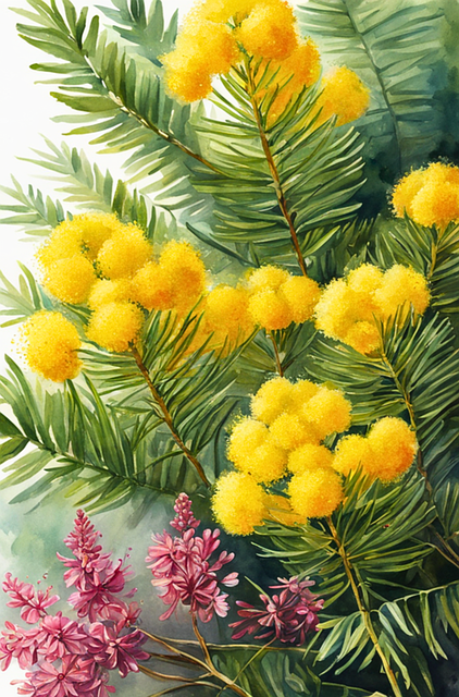 Free ai generated mimosas yellow illustration