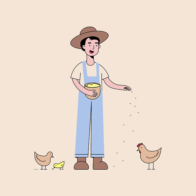 Free farmer chickens chicks illustration