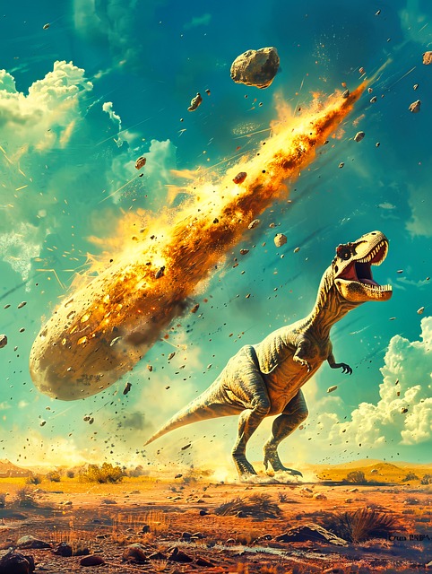 Free ai generated dinosaur meteorite illustration