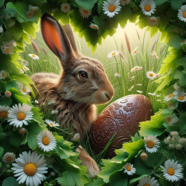 Free ai generated hare easter egg illustration