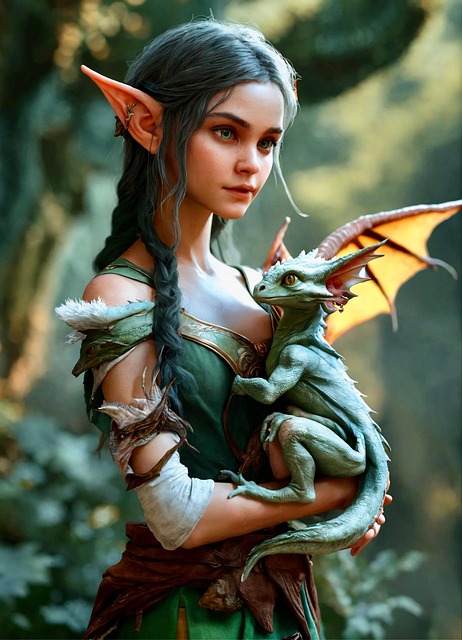 Ai Generiert, Drachen, Elf, Schöne