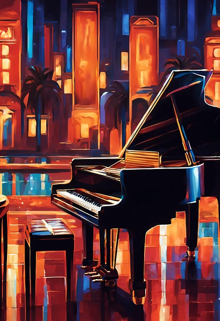 Free jazz piano night illustration