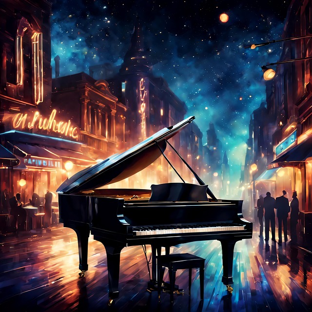 Free jazz piano night illustration