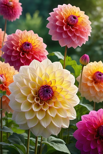 Free ai generated flowers dahlias illustration