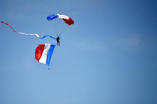 Fallschirm, Treffen, Flagge, Frankreich