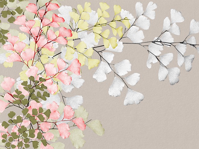 Free gingko leaves pastel illustration