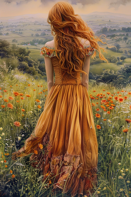Free ai generated woman flowers illustration