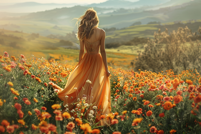 Free ai generated woman flowers illustration