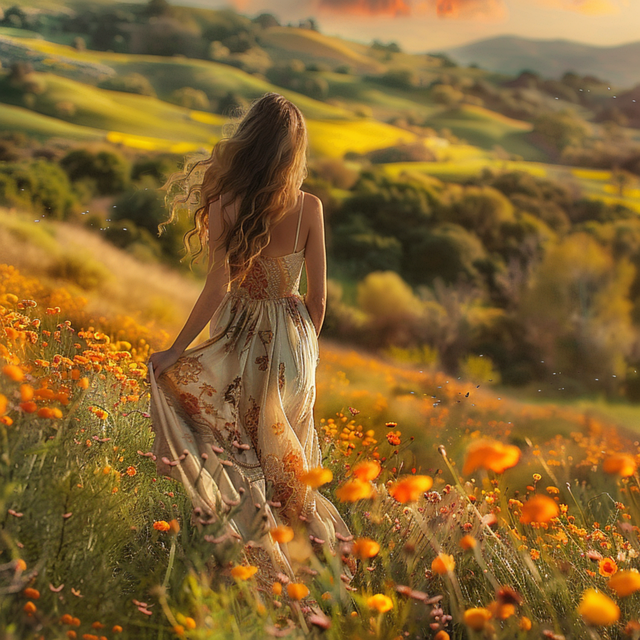 Free ai generated woman flowers illustration