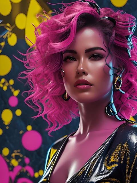 Free ai generated woman pink hair illustration