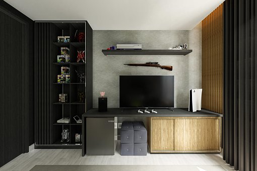 Sala-Tv-Gamer, Innenarchitektur, Zimmer