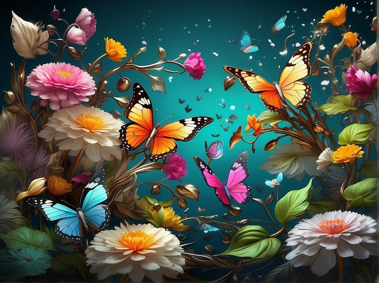Download Butterflies, Flowers, Story. RoyaltyFree Stock Illustration Image Pixabay