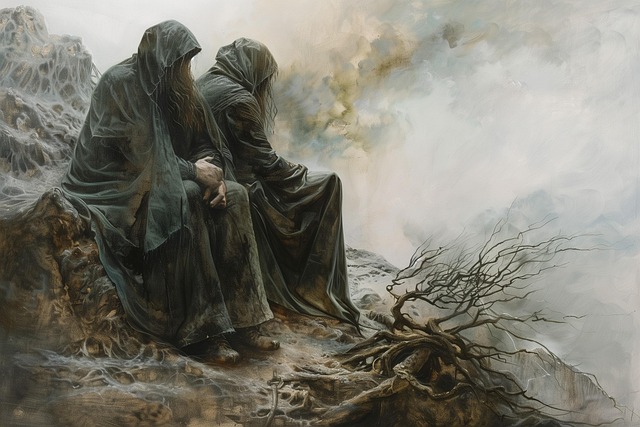 Free figurative art contemplation illustration