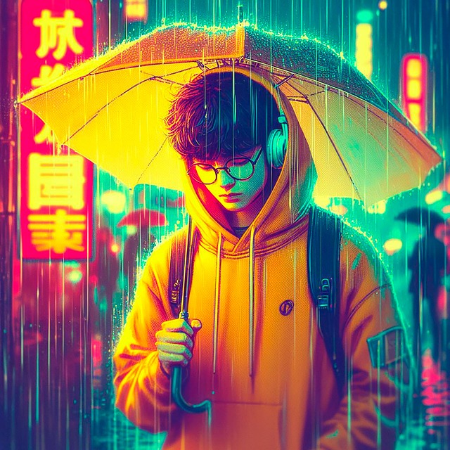 Free rain city night illustration
