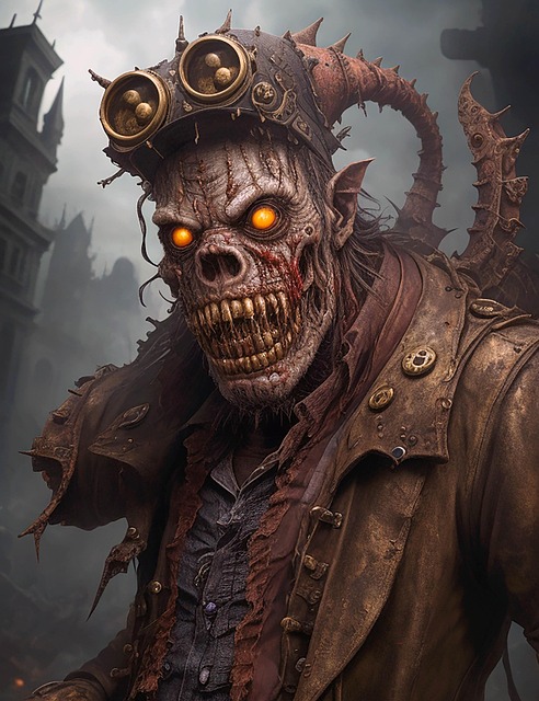 Free ai generated zombie steampunk illustration