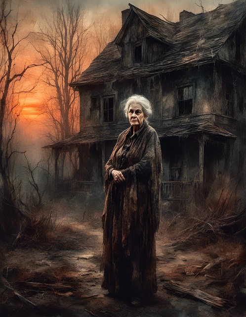 Free woman old lonely illustration