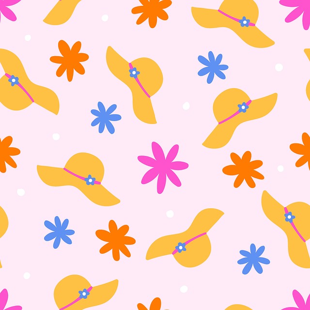 Free floral summer hats illustration