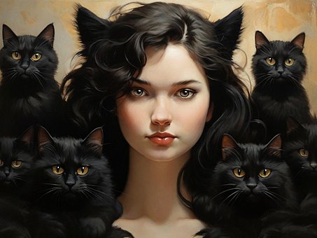 Ai Gerado, Gatos, Mulher