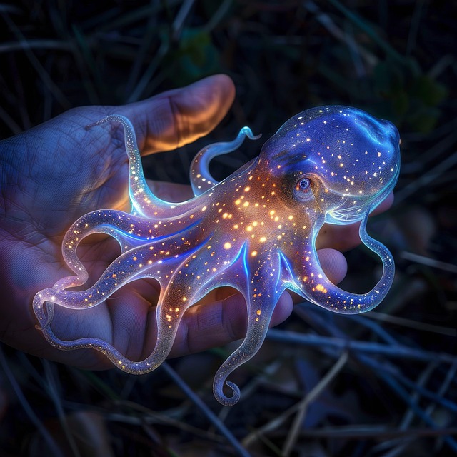 Ai产生的, 章鱼, 外星人, 外星, 生物, 生物发光, 辉光, 魔法, 动物
