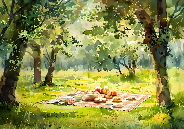 Free ai generated forest picnic illustration