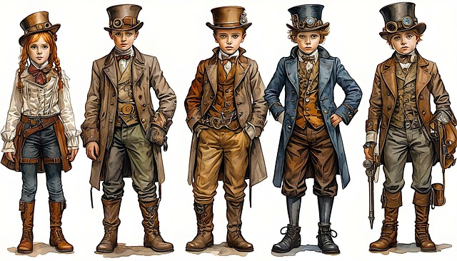 Free ai generated steampunk kids illustration