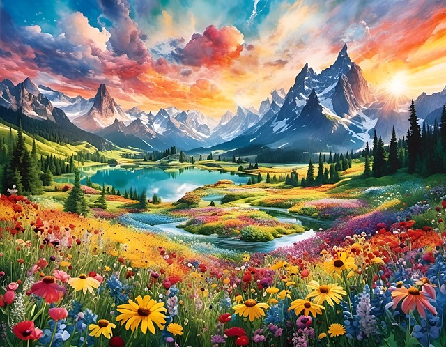 Free ai generated flowers meadow illustration