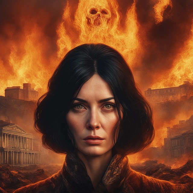Free ai generated woman fire illustration