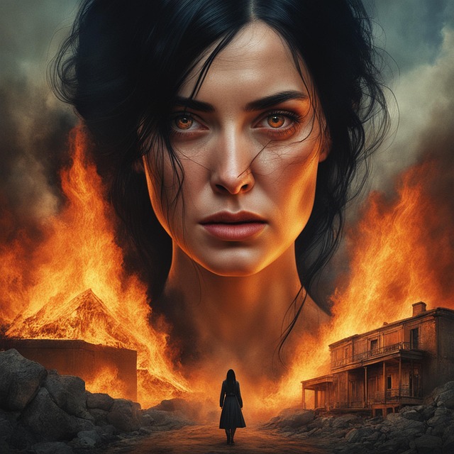 Free ai generated woman fire illustration