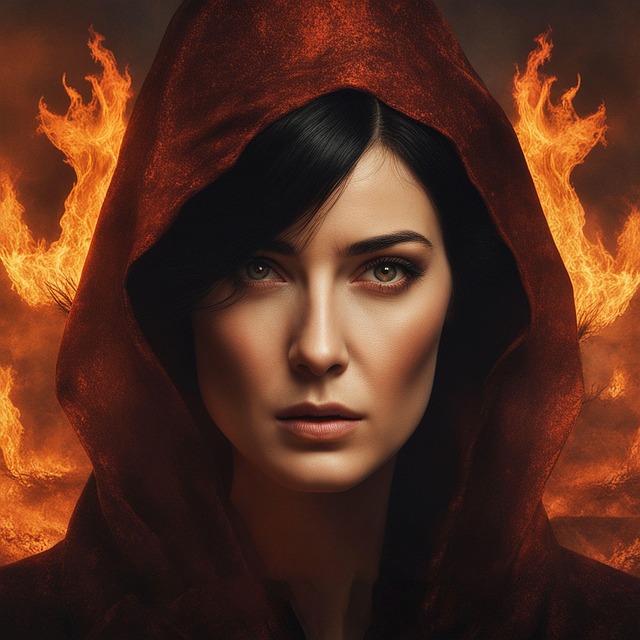 Free ai generated woman fire illustration
