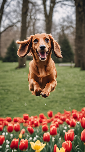Free ai generated jumping dog illustration