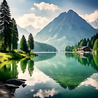 Free Lake Mountains illustration and picture