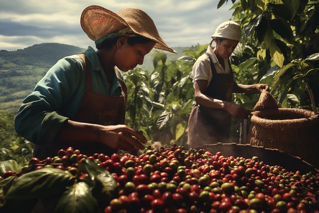 Free ai generated coffee plantation harvest illustration