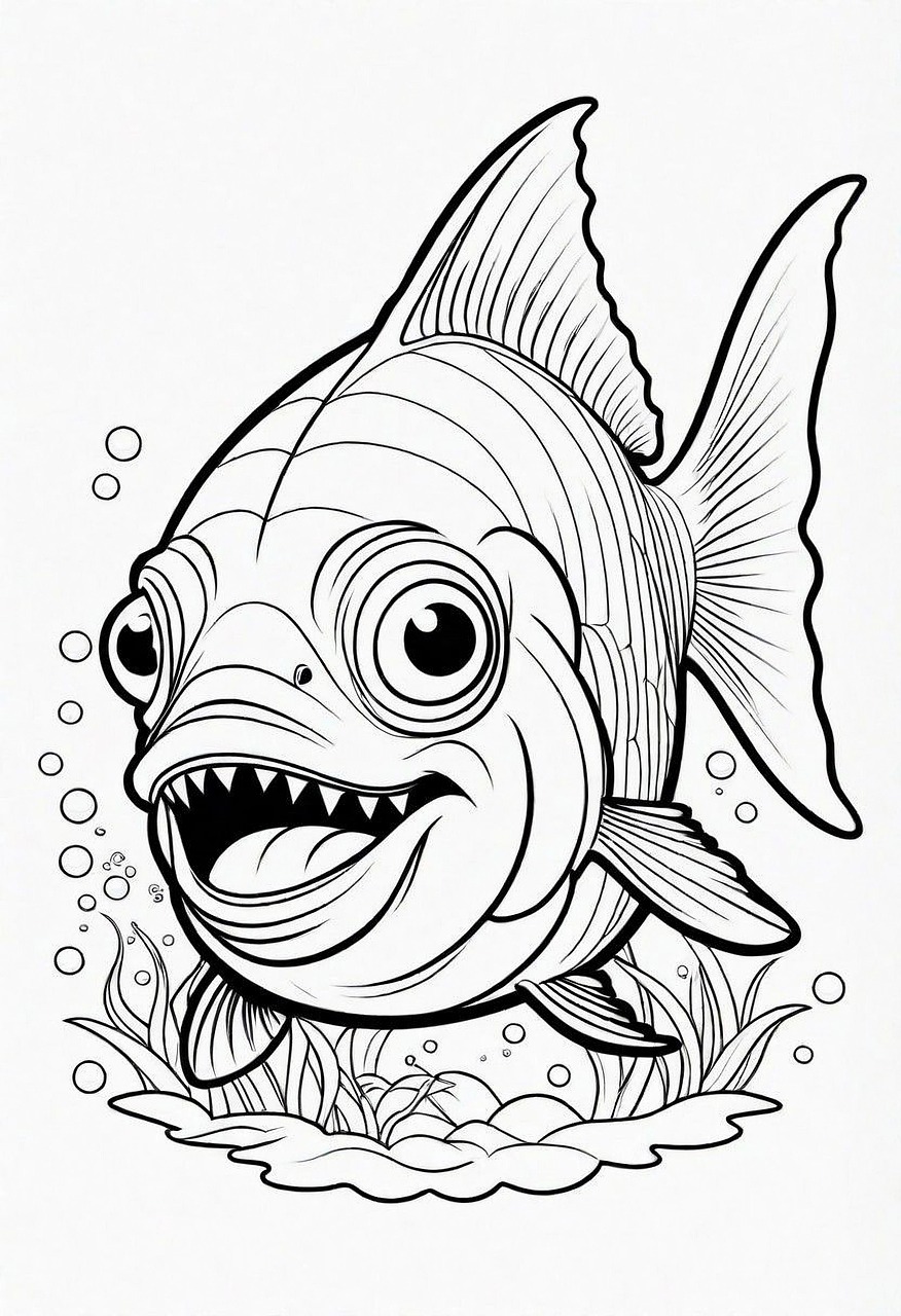 Free ai generated piranha coloring page illustration
