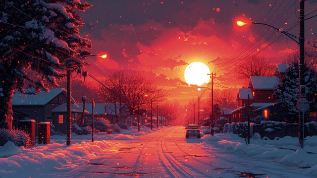 Free ai generated winter road illustration