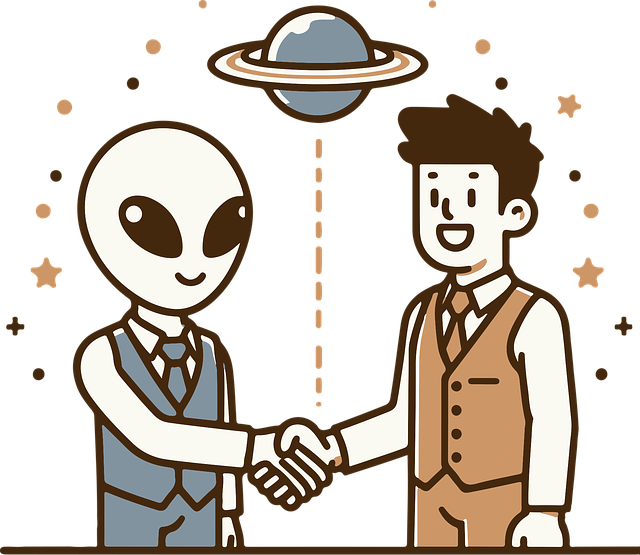 Free alien human handshake vector