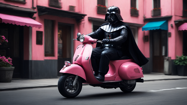 Free ai generated darth vader scooter illustration