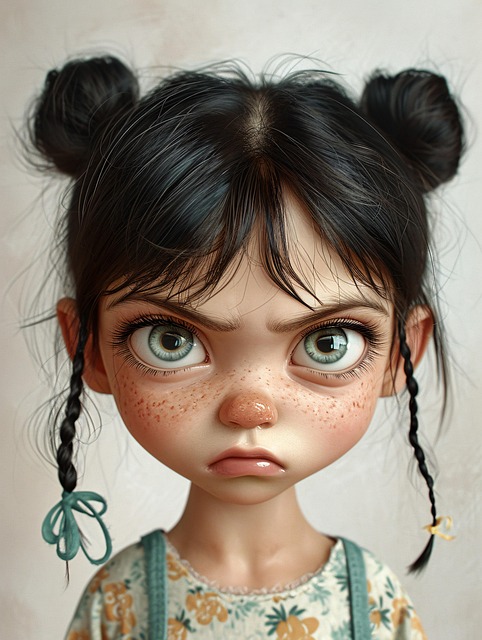 Free ai generated girl freckles illustration