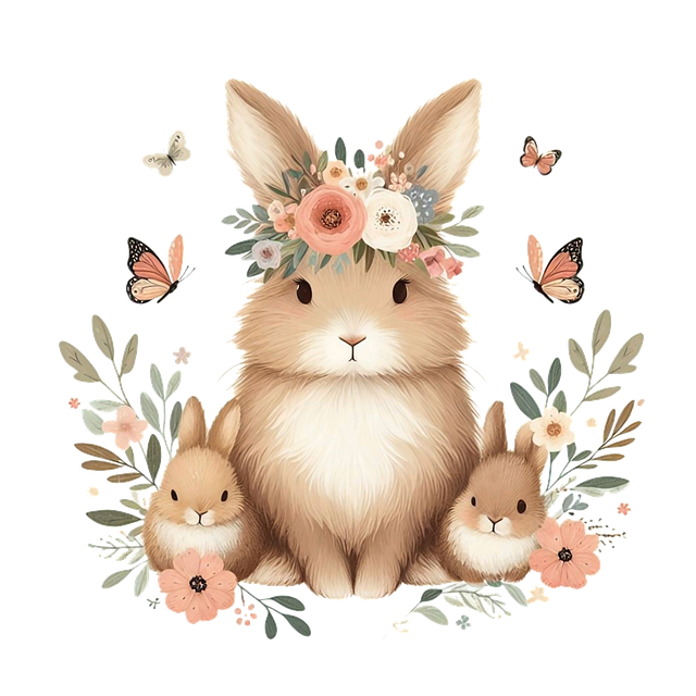 Free ai generated bunnies flowers illustration
