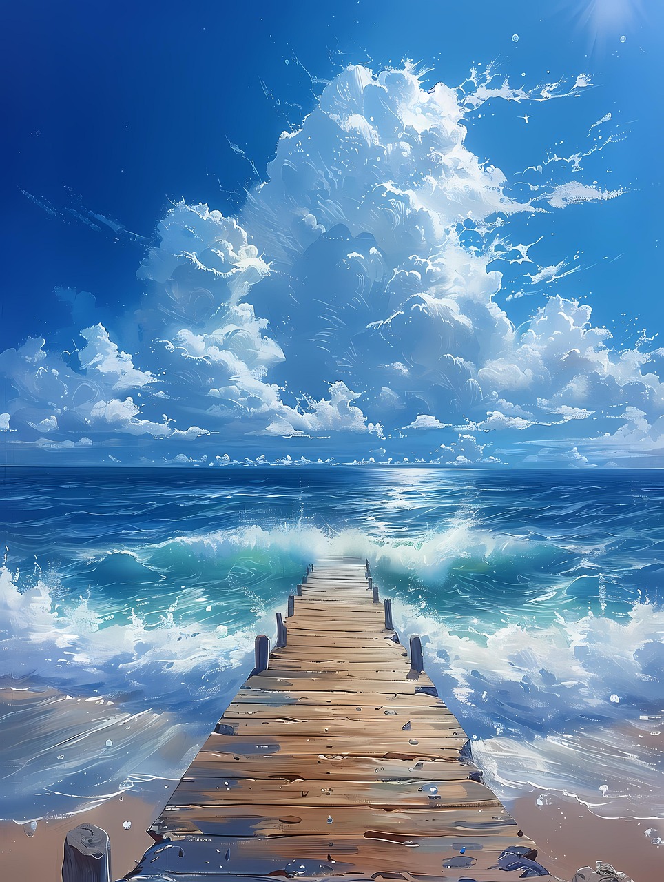 Download free HD stock image of Ai Generated Pier Free ai generated pier beach illustration